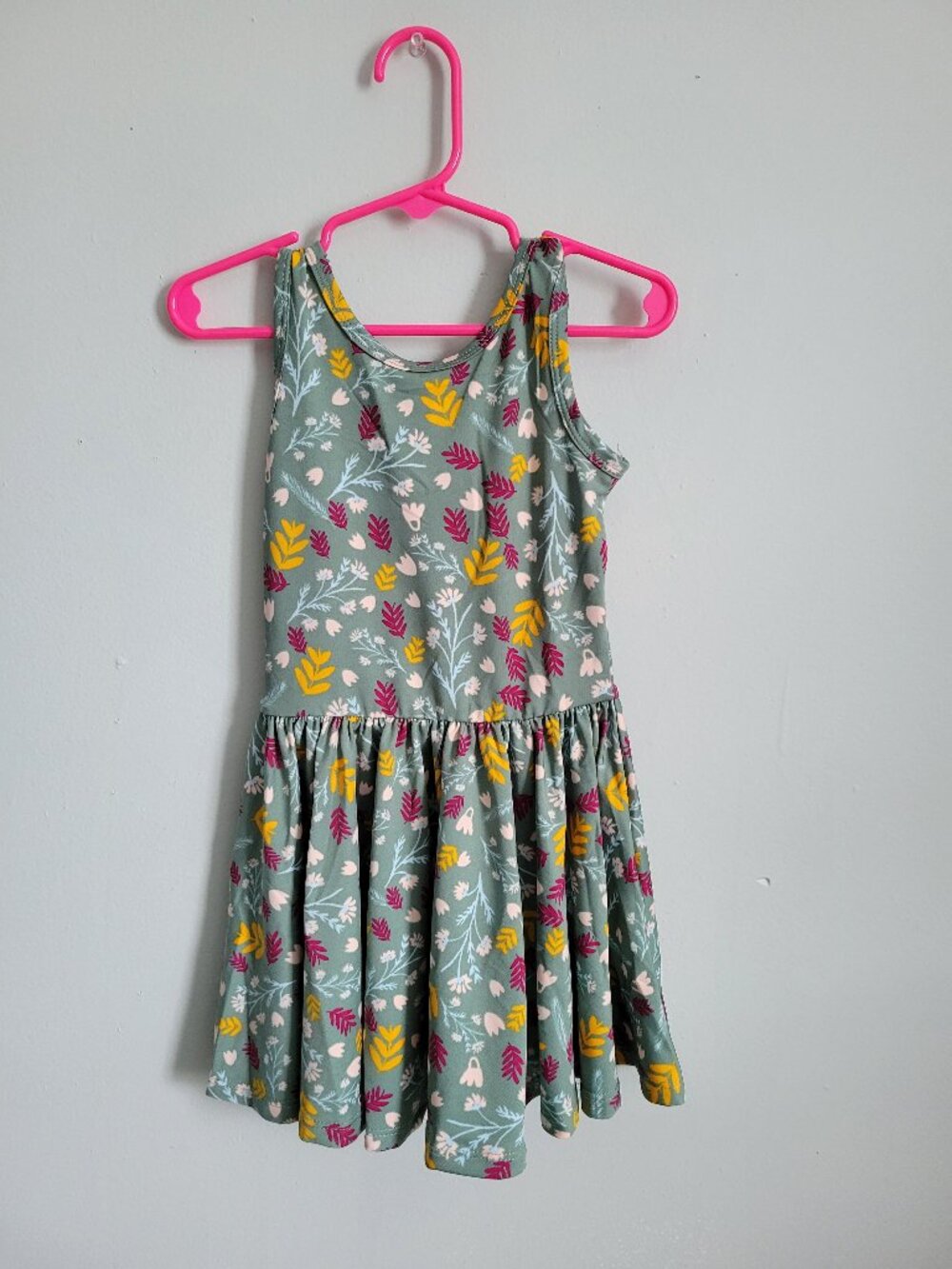 Dot Dot Smile Dress Girl's 2T Toddler Green Floral Twirl Tank NWT